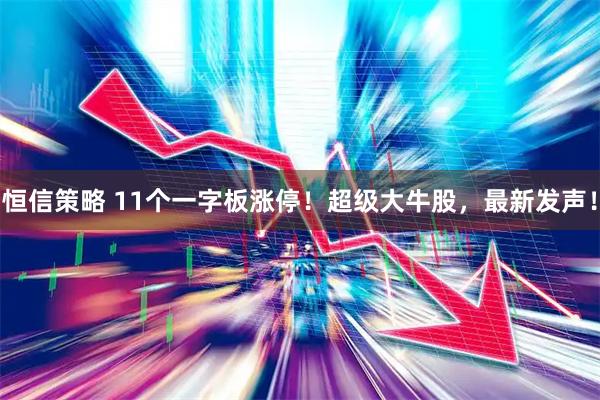 恒信策略 11个一字板涨停！超级大牛股，最新发声！