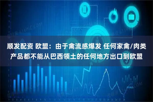 顺发配资 欧盟：由于禽流感爆发 任何家禽/肉类产品都不能从巴西领土的任何地方出口到欧盟